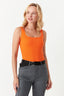 Orange Square Neck Ribbed Bodysuit - Select Fashion