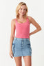 Bright Pink Slinky Square Neck Top - Select Fashion
