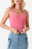 Bright Pink Slinky Square Neck Top - Select Fashion