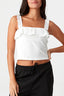 Optic White Broderie Frill Vest Top - Select Fashion