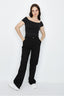 Black Slinky Shoulder Top - Select Fashion