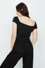Black Slinky Shoulder Top - Select Fashion
