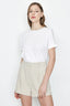 Optic White Embellished Roll Sleeve Top - Select Fashion