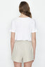 Optic White Embellished Roll Sleeve Top - Select Fashion