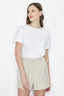Optic White Embellished Roll Sleeve Top - Select Fashion