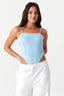 Baby Blue Verticle Diamante Trim Bodysuit - Select Fashion