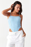 Baby Blue Verticle Diamante Trim Bodysuit - Select Fashion