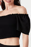 Black Broderie Angel Sleeve Ruched Top - Select Fashion
