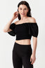 Black Broderie Angel Sleeve Ruched Top - Select Fashion