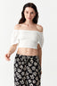Optic White Broderie Angel Sleeve Ruched Top - Select Fashion