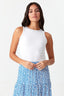 Optic White Diamante Trim Racer Top - Select Fashion