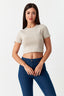 Stone Basic Fitted Crop Tee - Select Fashion