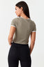 Khaki Contrast Binding Fitted Tee - Select Fashion