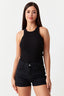 Black Ribbed Scoop Vest - Select Fashion