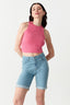 Hot Pink Ribbed Racer Crop Vest - Select Fashion