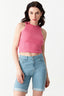 Hot Pink Ribbed Racer Crop Vest - Select Fashion