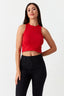 Red Ribbed Racer Crop Vest - Select Fashion