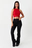 Red Ribbed Racer Crop Vest - Select Fashion