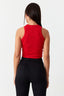 Red Ribbed Racer Crop Vest - Select Fashion