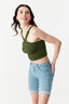 Deep Green Wide Strap Diamond Halter Neck Top - Select Fashion