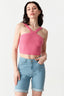 Hot Pink Wide Strap Diamond Halter Neck Top - Select Fashion