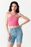 Hot Pink Wide Strap Diamond Halter Neck Top - Select Fashion