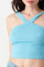 Sea Blue Wide Strap Diamond Halter Neck Top - Select Fashion