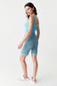 Sea Blue Wide Strap Diamond Halter Neck Top - Select Fashion