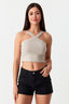 Stone Wide Strap Diamond Halter Neck Top - Select Fashion