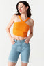 Tangerine Wide Strap Diamond Halter Neck Top - Select Fashion