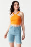 Tangerine Wide Strap Diamond Halter Neck Top - Select Fashion
