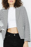 Mono Stripe Roll Sleeve Ponte Jacket - Select Fashion