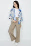 Blue Leaf Print Kimono Cover Up - Select Fashion