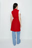 Red Belted Sleeveless Jacket - Select Fashion
