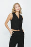 Black Pinstripe Waistcoat - Select Fashion