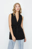Black Belted Longline Waistcoat - Select Fashion