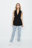 Black Belted Longline Waistcoat - Select Fashion