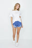 Bright Blue High Waisted Trashed Short - Select Fashion