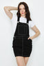 Black Contrast Stitch Dungaree Dress - Select Fashion