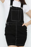 Black Contrast Stitch Dungaree Dress - Select Fashion