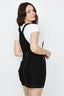 Black Contrast Stitch Dungaree Dress - Select Fashion
