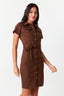 Chocolate Button Through Utility Dress - Select Fashion