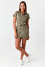 Light Khaki Casual Belted Bodycon Dress - Select Fashion