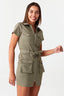 Light Khaki Casual Belted Bodycon Dress - Select Fashion