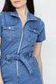 Mid Wash Denim Belted Playsuit - Select Fashion