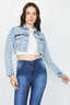 Blue Acid Wash Cropped Denim Jacket - Select Fashion