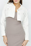 White Cropped Denim Jacket - Select Fashion