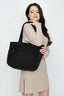Black Quilted Nylon Pu Zip Shopper Bag - Select Fashion