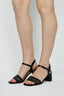 Black Rafia Strap Low Block Heel - Select Fashion
