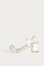 White Diamante Double Strap Low Block Heel - Select Fashion